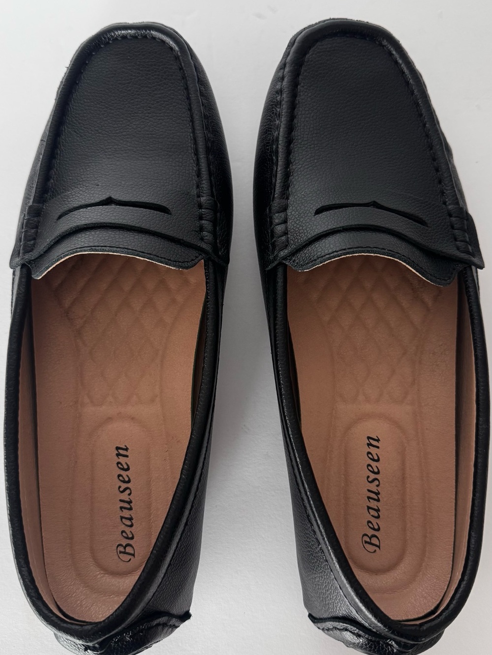 BEAUSEEN Women's Genuine Leather
Penny Loafers Black Driving Moccasins
Slip On